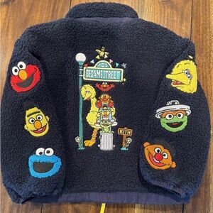 Kith Black Fleece Jacket with Sesame Street Patches